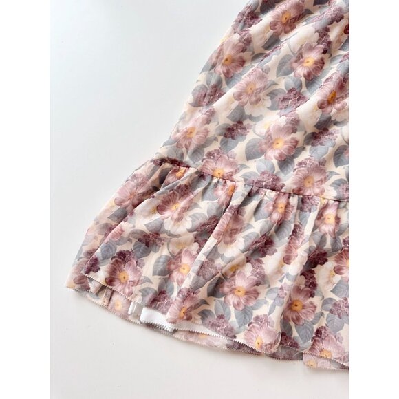 Aritzia WILFRED Tempest Floral Chiffon Ruffle Smocked Tiered Mini Dress, Size M - Picture 8 of 16